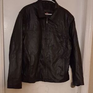 LUIS ALVEAR Black Lightweight LEATHER JACKET with Water-Resistant Fabric#177p